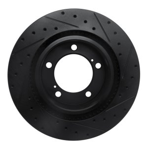 Lexus LX570 Brake Rotor (1) - Front Left - R1 Concepts - Drilled & Slotted - Black - `08-`21